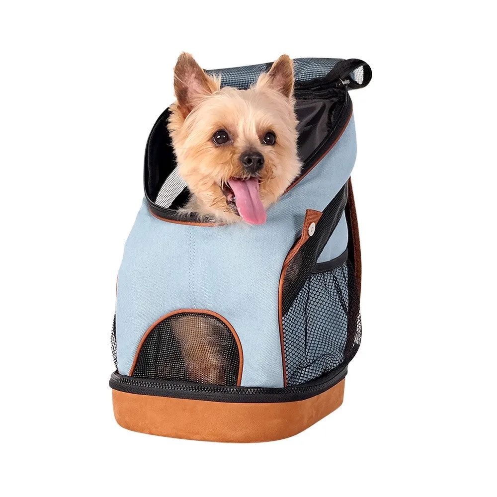 Ibiyaya Denim Fun Lightweight Pet Carrier Dog Backpack 2.0
