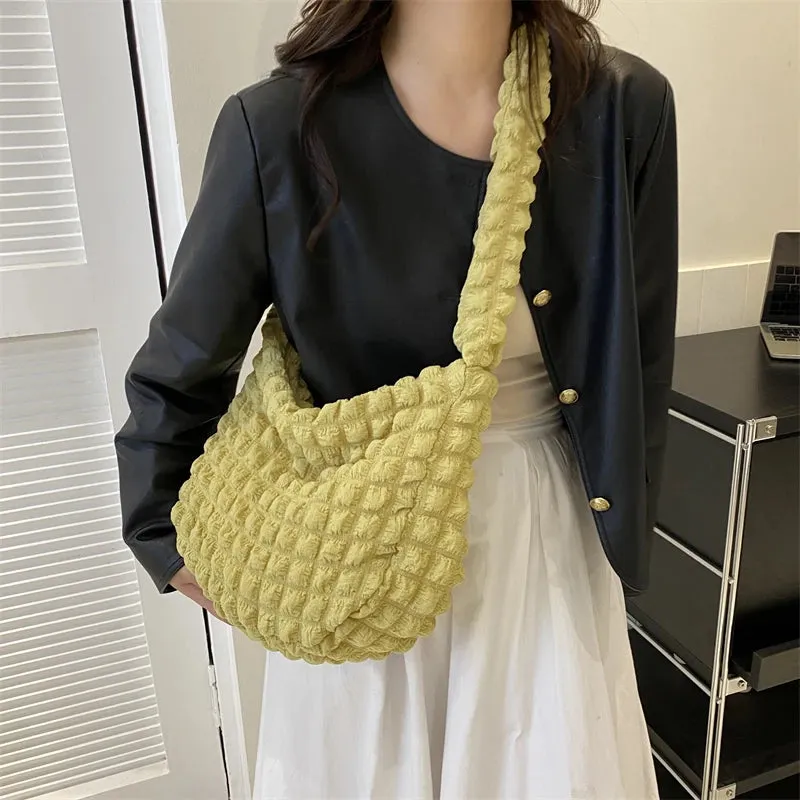Lady Glams Quilted Padded Crossbody Bag - Stylish Designer Handbag for Women