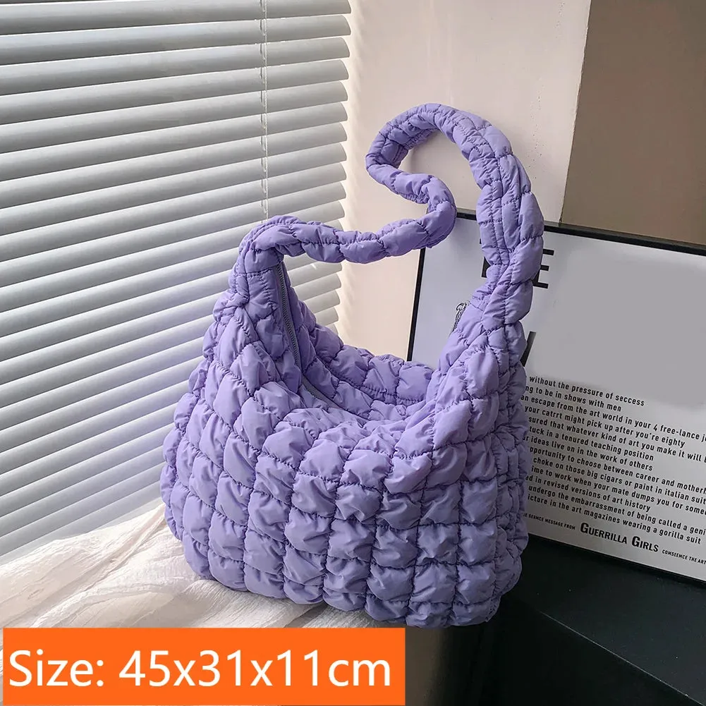 Lady Glams Quilted Padded Crossbody Bag - Stylish Designer Handbag for Women