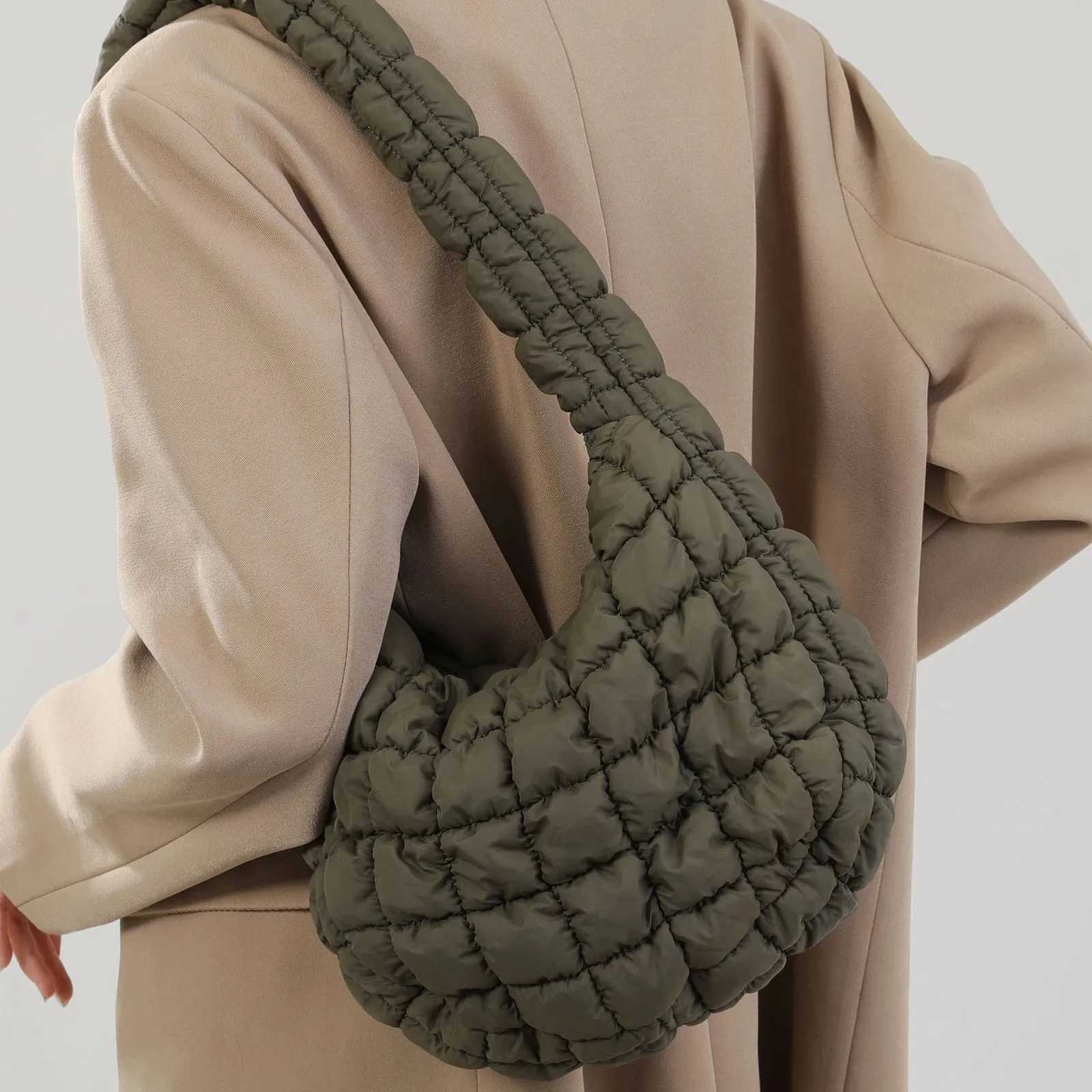 Lady Glams Quilted Padded Crossbody Bag - Stylish Designer Handbag for Women
