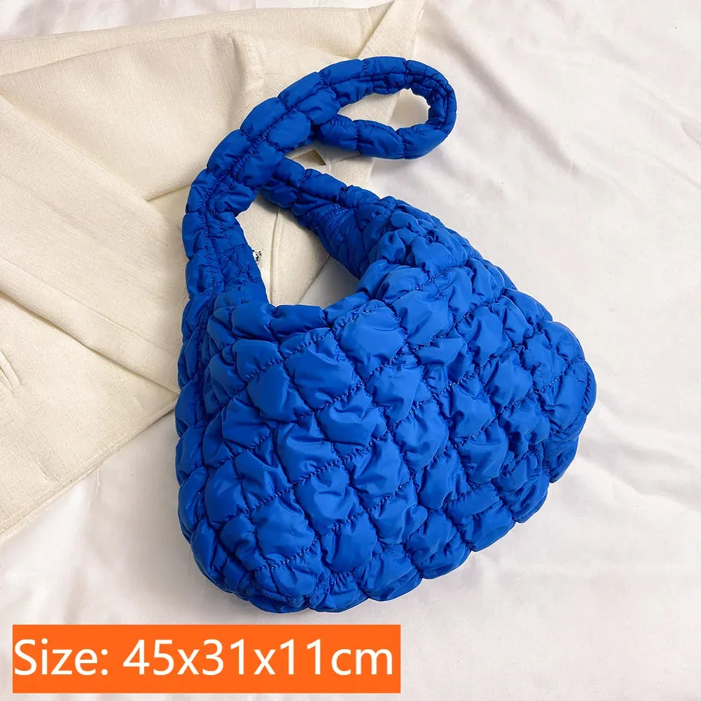 Lady Glams Quilted Padded Crossbody Bag - Stylish Designer Handbag for Women
