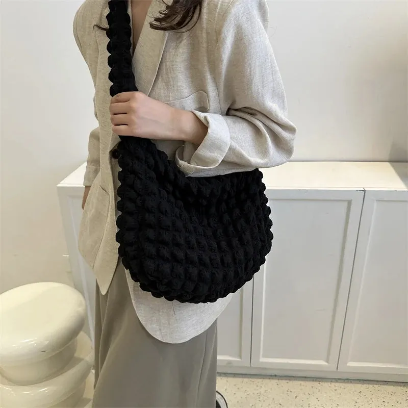 Lady Glams Quilted Padded Crossbody Bag - Stylish Designer Handbag for Women