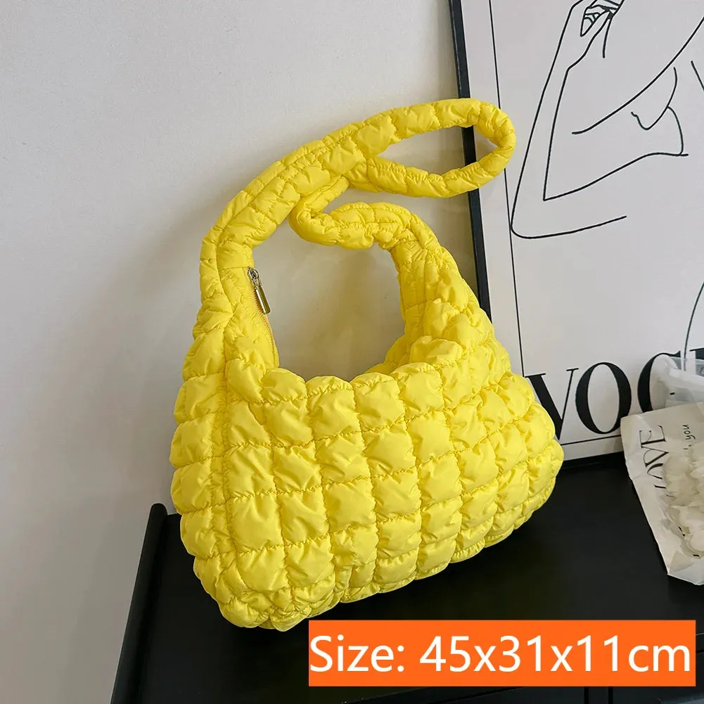 Lady Glams Quilted Padded Crossbody Bag - Stylish Designer Handbag for Women