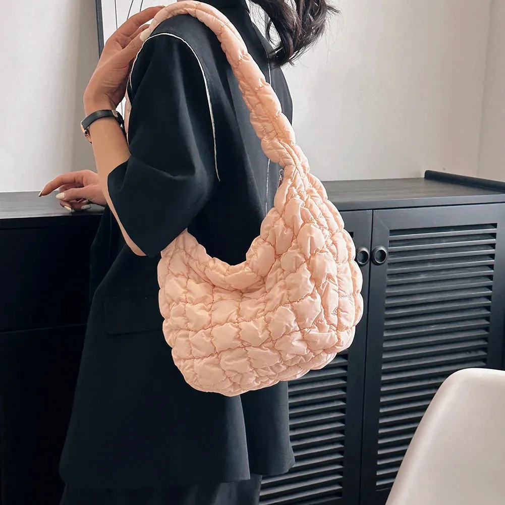 Lady Glams Quilted Padded Crossbody Bag - Stylish Designer Handbag for Women