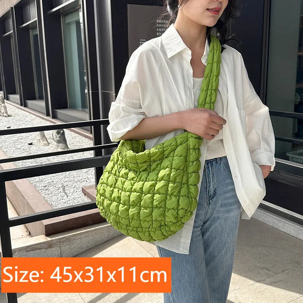 Lady Glams Quilted Padded Crossbody Bag - Stylish Designer Handbag for Women
