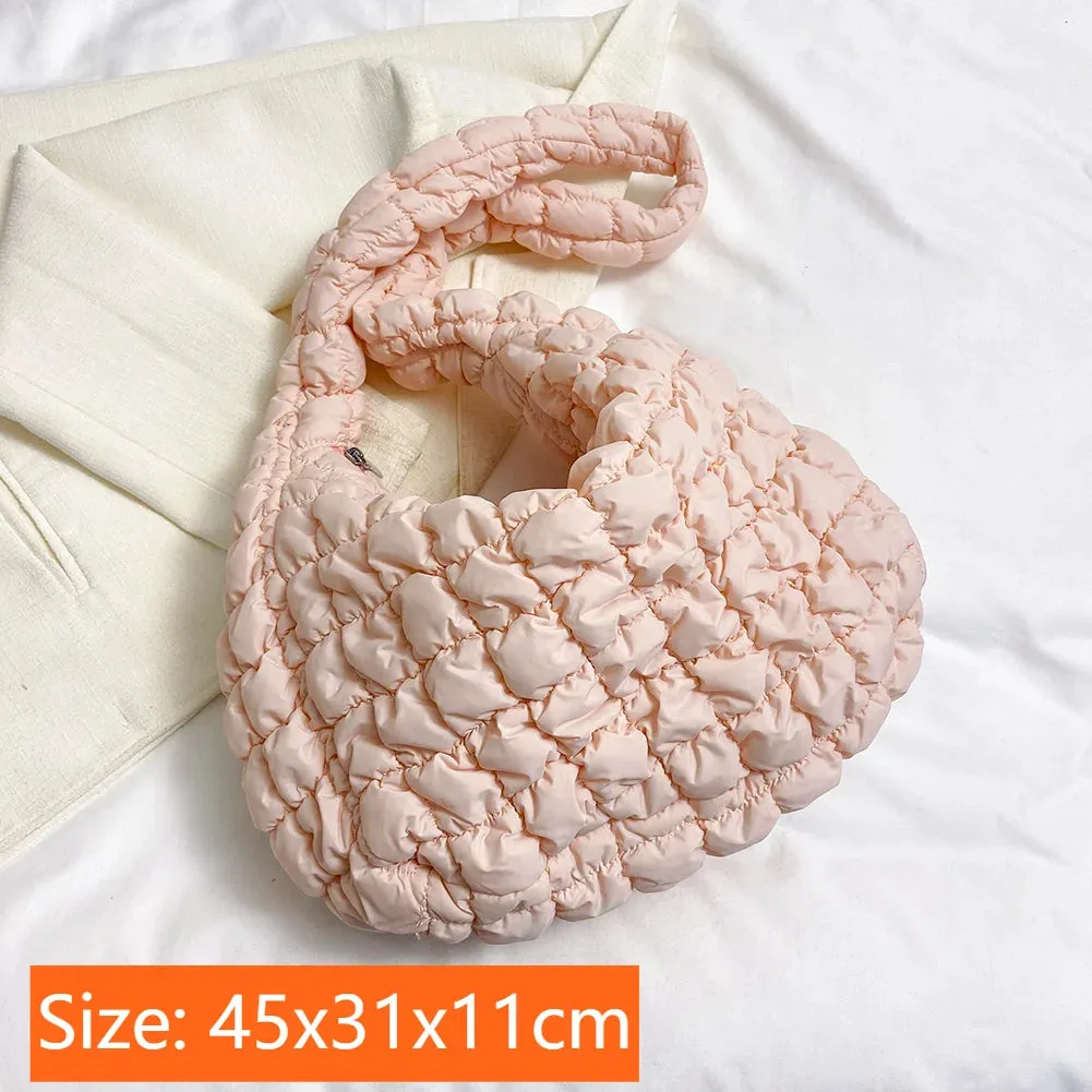 Lady Glams Quilted Padded Crossbody Bag - Stylish Designer Handbag for Women
