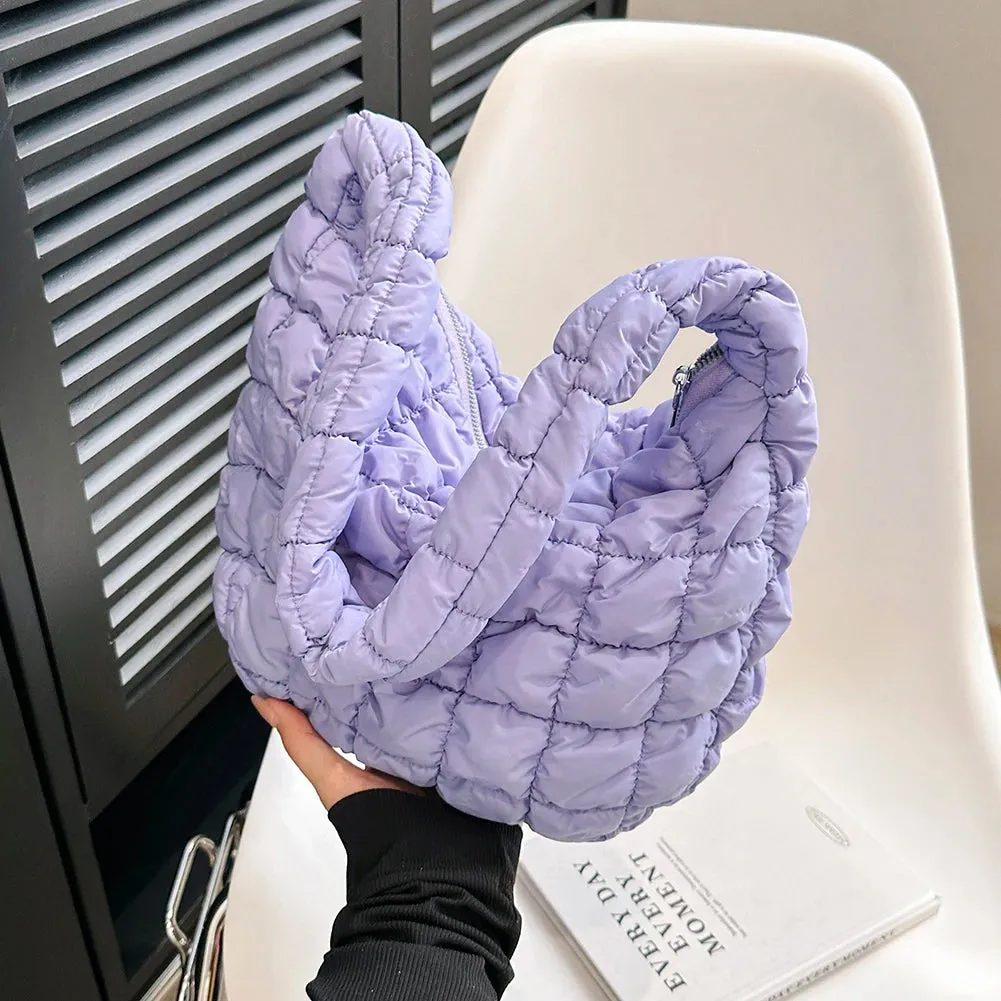 Lady Glams Quilted Padded Crossbody Bag - Stylish Designer Handbag for Women