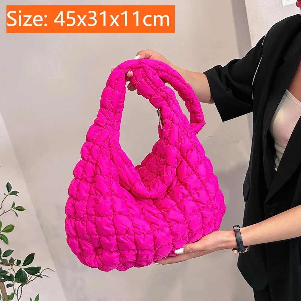 Lady Glams Quilted Padded Crossbody Bag - Stylish Designer Handbag for Women