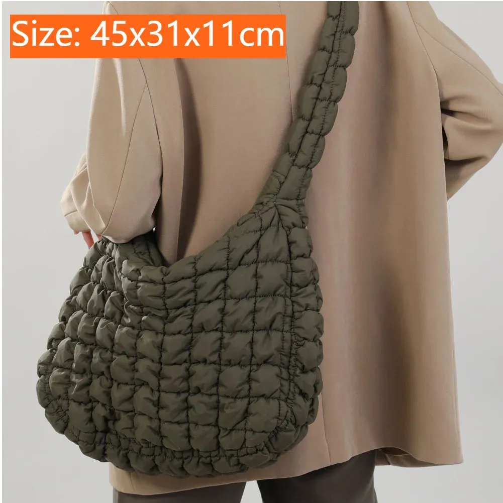 Lady Glams Quilted Padded Crossbody Bag - Stylish Designer Handbag for Women