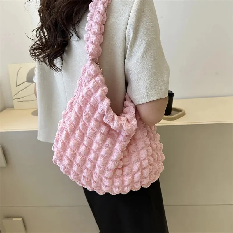 Lady Glams Quilted Padded Crossbody Bag - Stylish Designer Handbag for Women