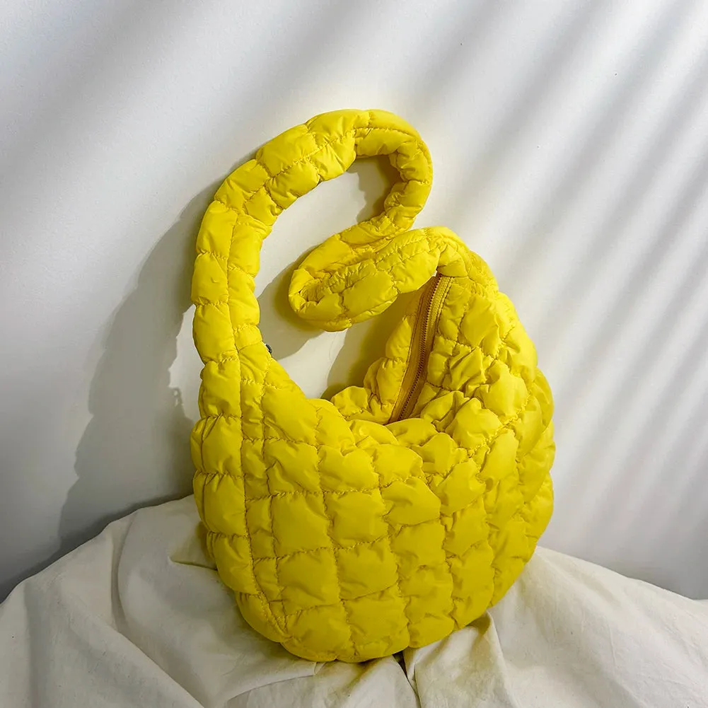 Lady Glams Quilted Padded Crossbody Bag - Stylish Designer Handbag for Women