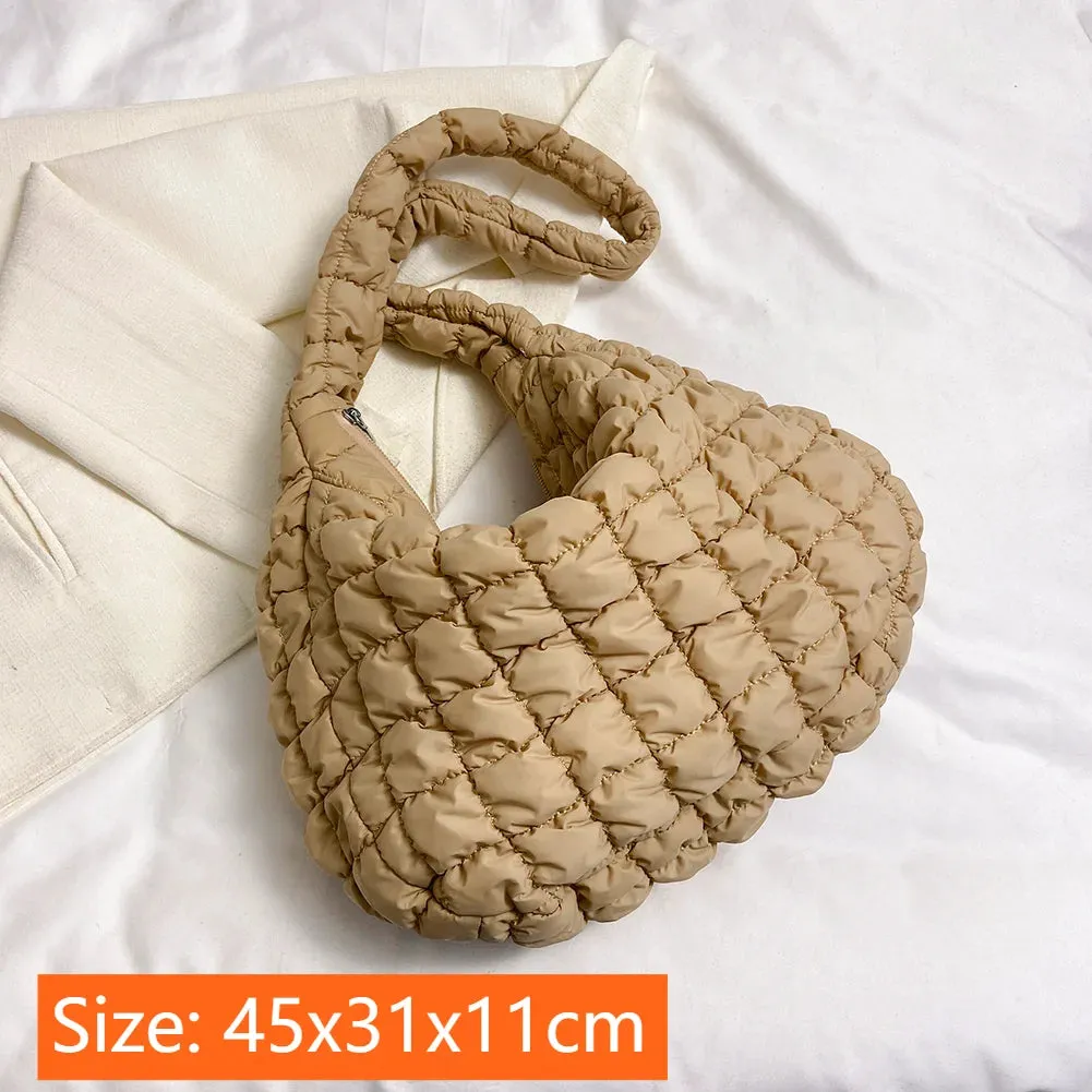 Lady Glams Quilted Padded Crossbody Bag - Stylish Designer Handbag for Women