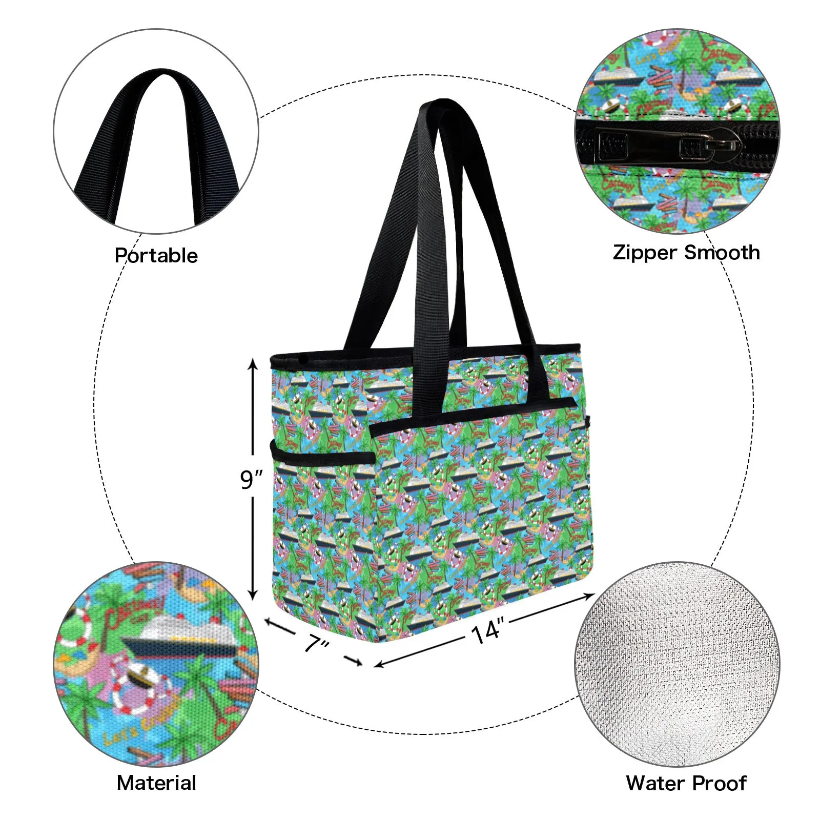 Let's Cruise Large Capacity Insulated Tote Bag