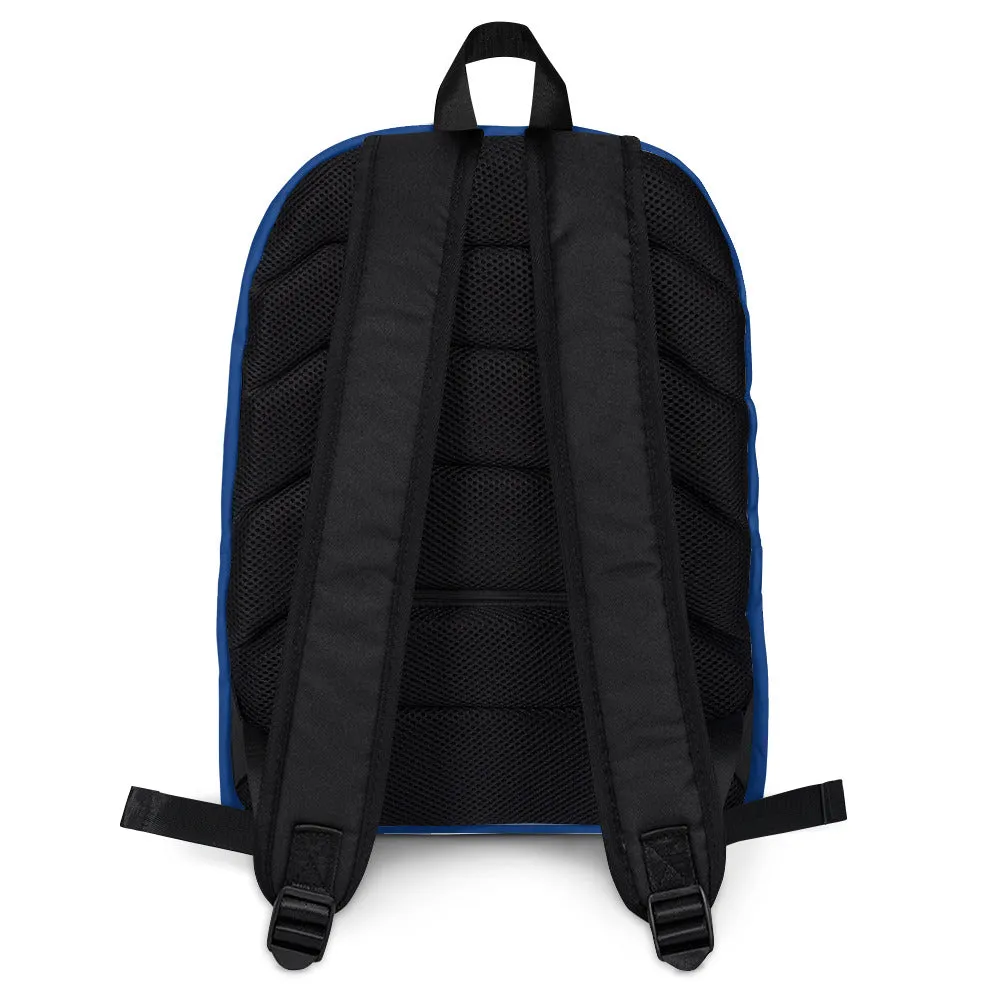 Mens "SWINGING A MUCH BIGGER PROP" Backpack in dark navy with white logo