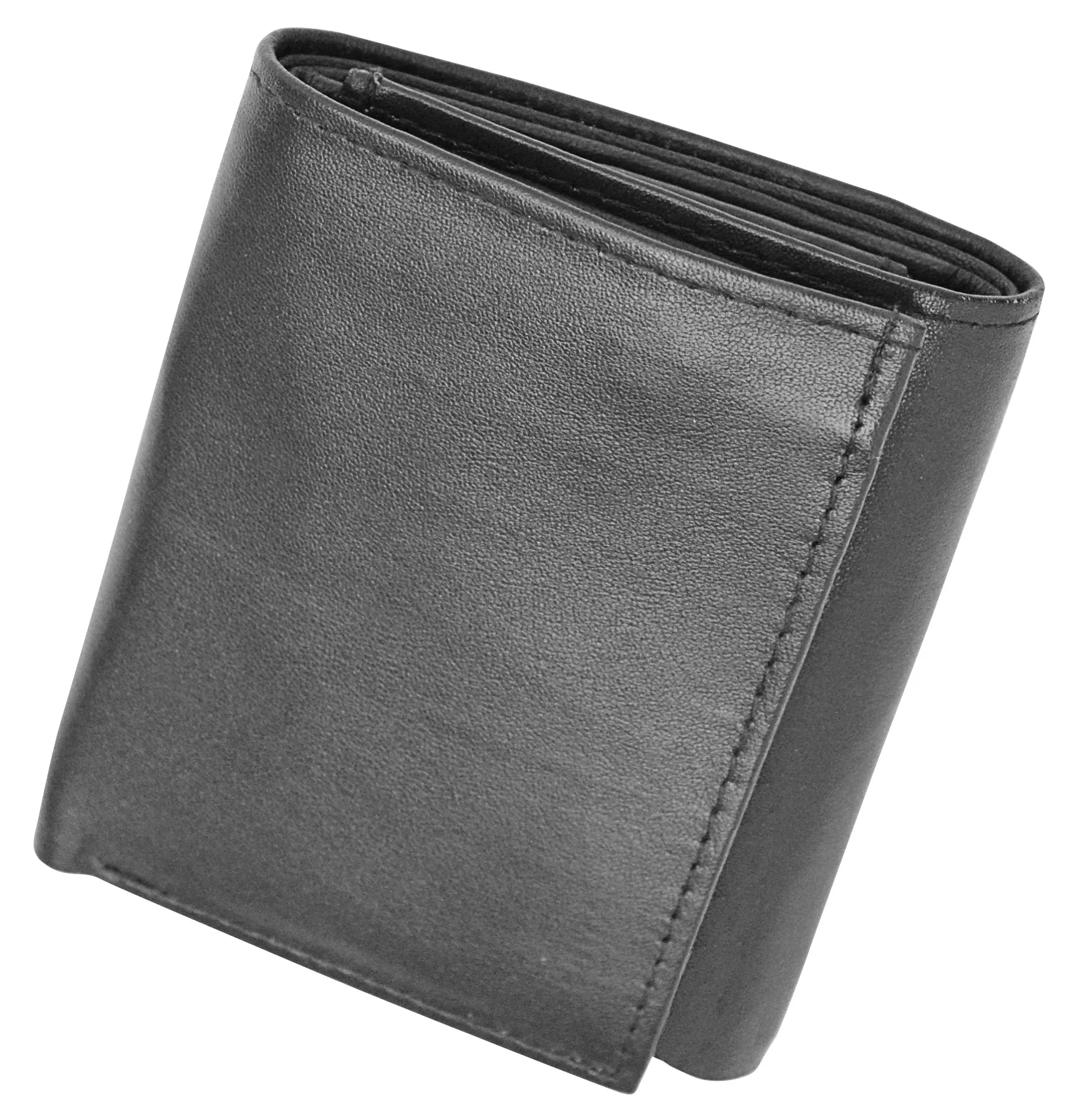 Men's RFID Blocking Genuine Leather Classic Trifold Wallet Black