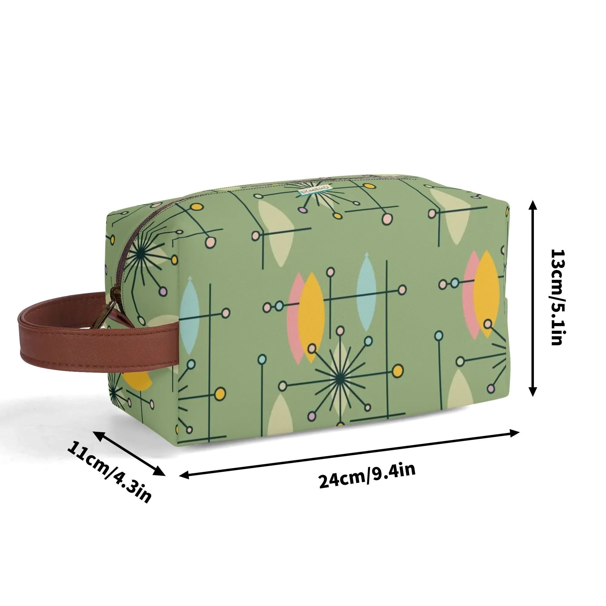Mid Mod Kitschy Atomic Cat Travel Toiletry Bag