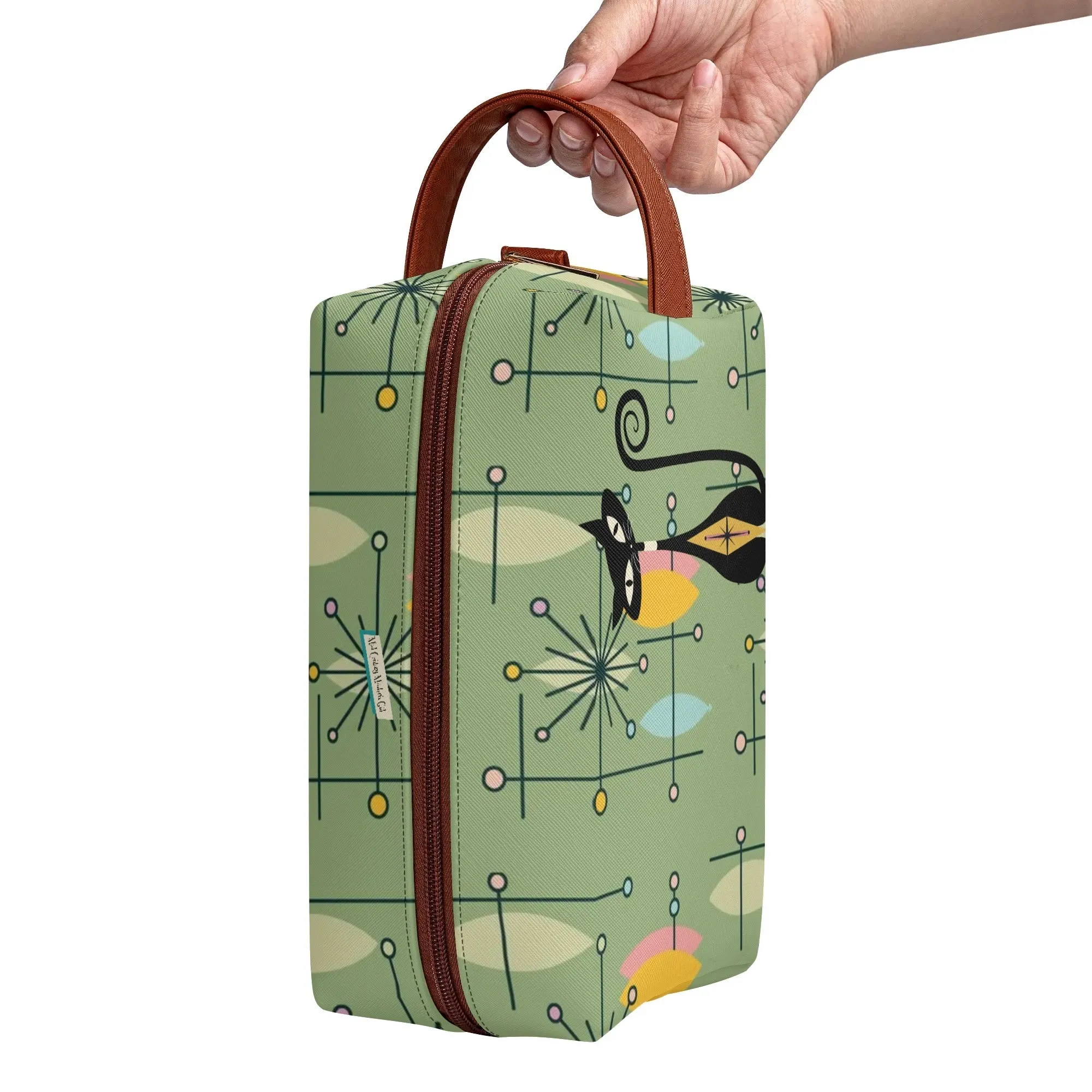 Mid Mod Kitschy Atomic Cat Travel Toiletry Bag