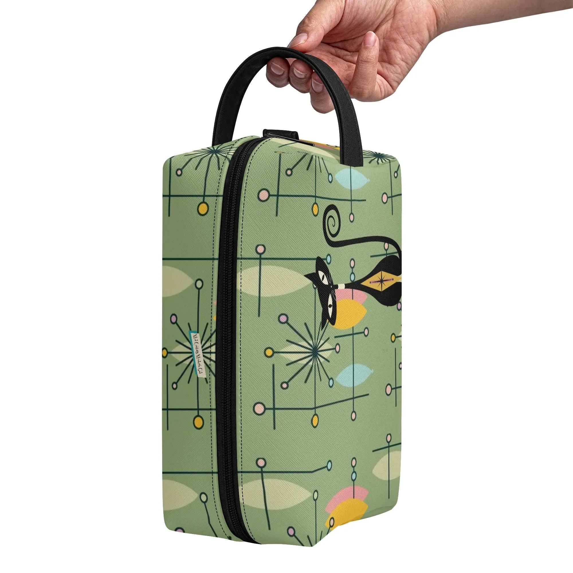 Mid Mod Kitschy Atomic Cat Travel Toiletry Bag