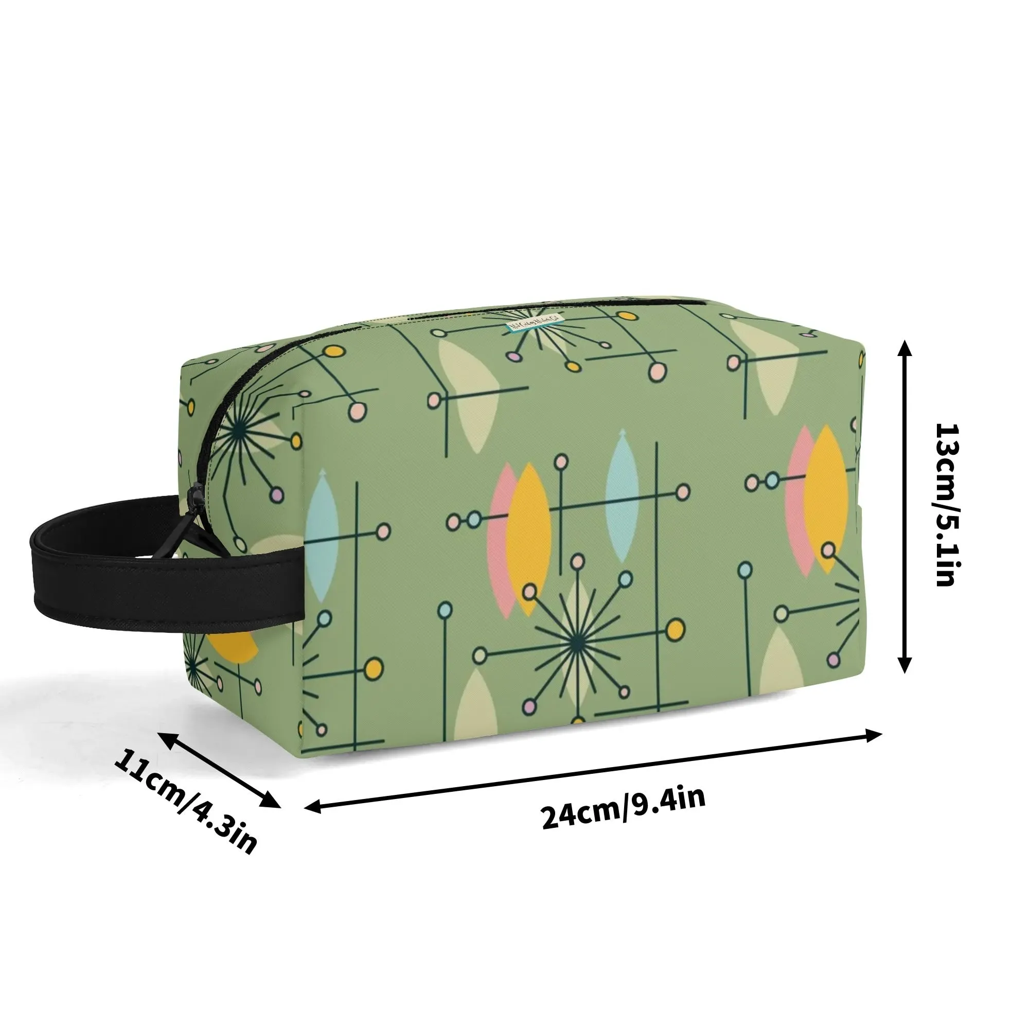 Mid Mod Kitschy Atomic Cat Travel Toiletry Bag
