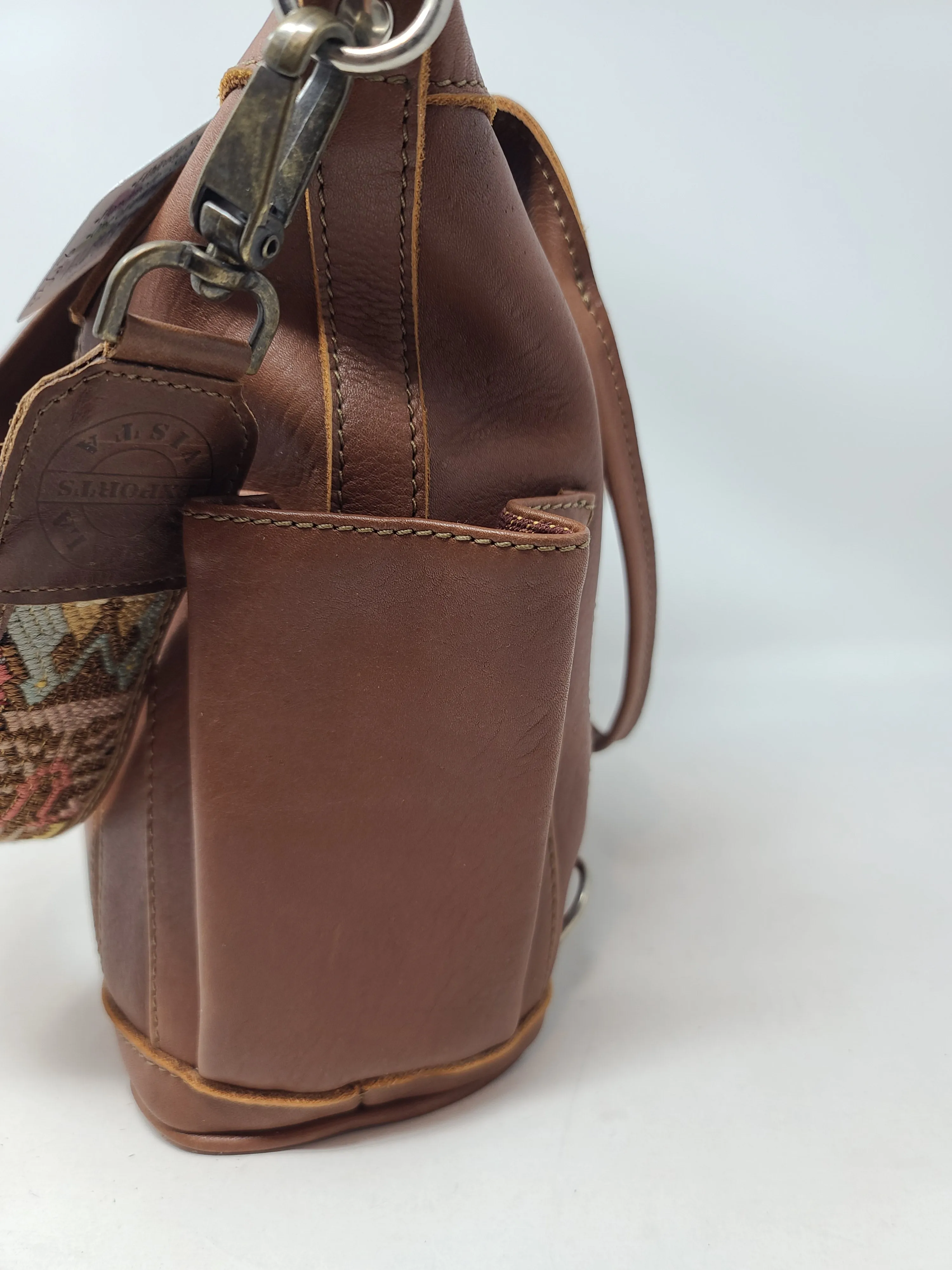 MINI CDB BROWN LEATHER NUTMEG JASPE LINED