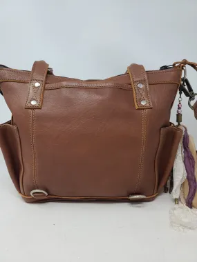 MINI CDB BROWN LEATHER NUTMEG JASPE LINED