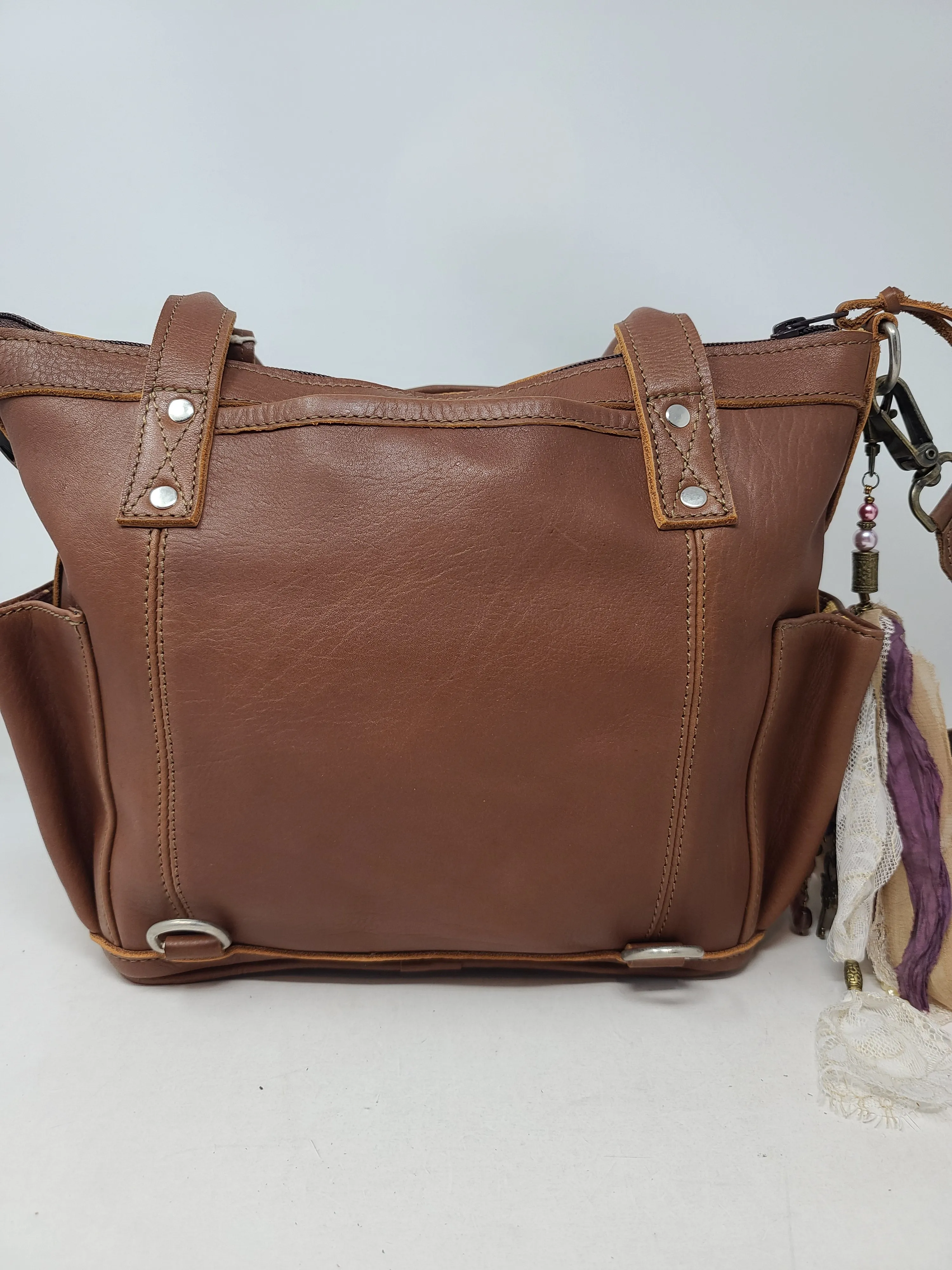 MINI CDB BROWN LEATHER NUTMEG JASPE LINED