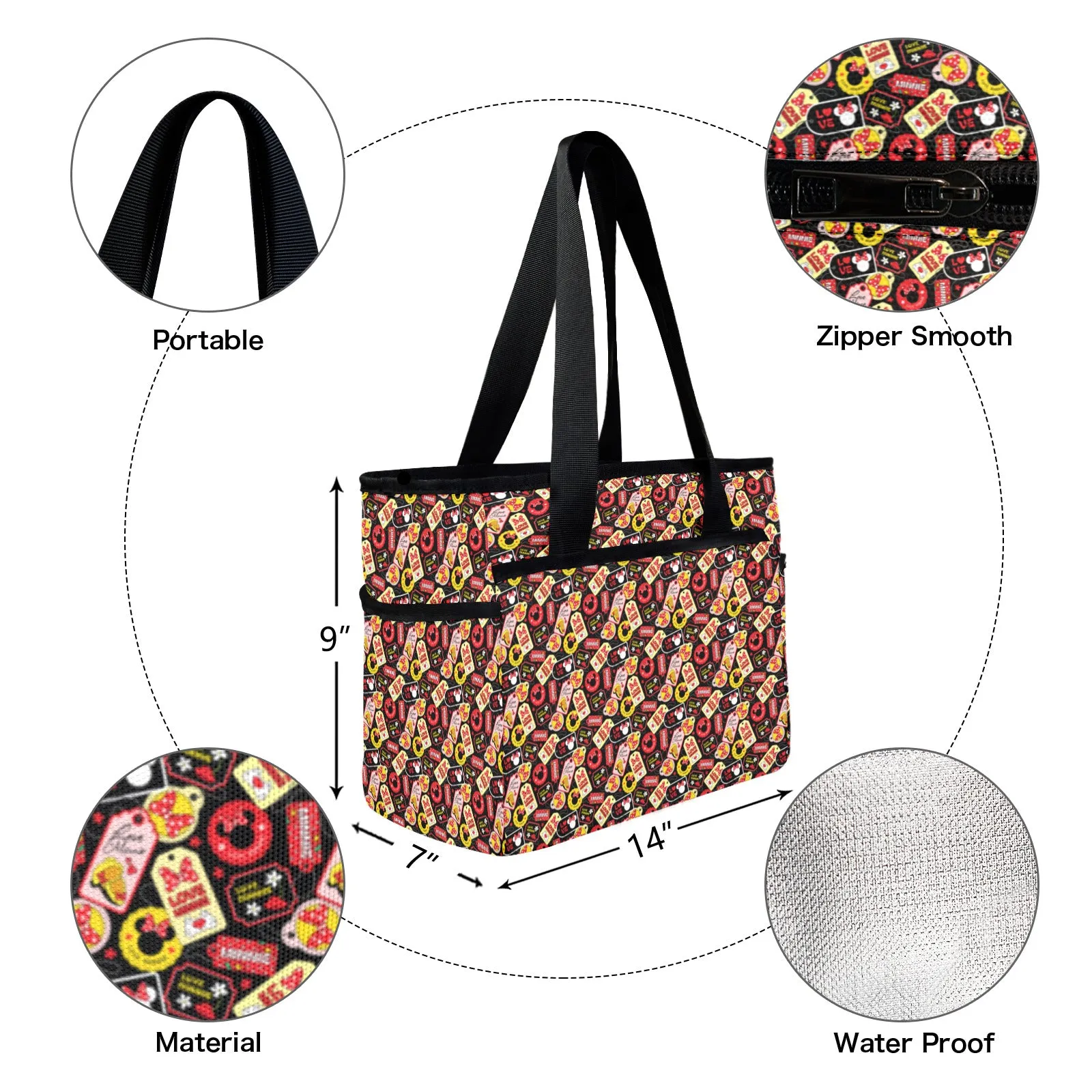 Minnie Tags Large Capacity Insulated Tote Bag