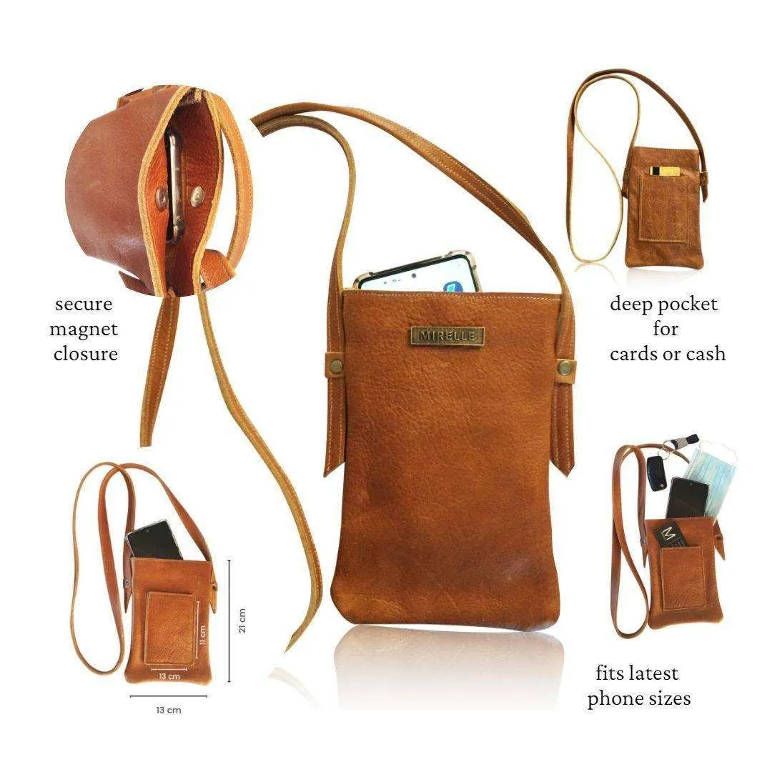 Mirelle Womens Leather Cellphone Sling Crossbody Handbag