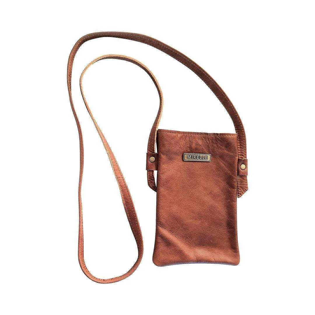Mirelle Womens Leather Cellphone Sling Crossbody Handbag