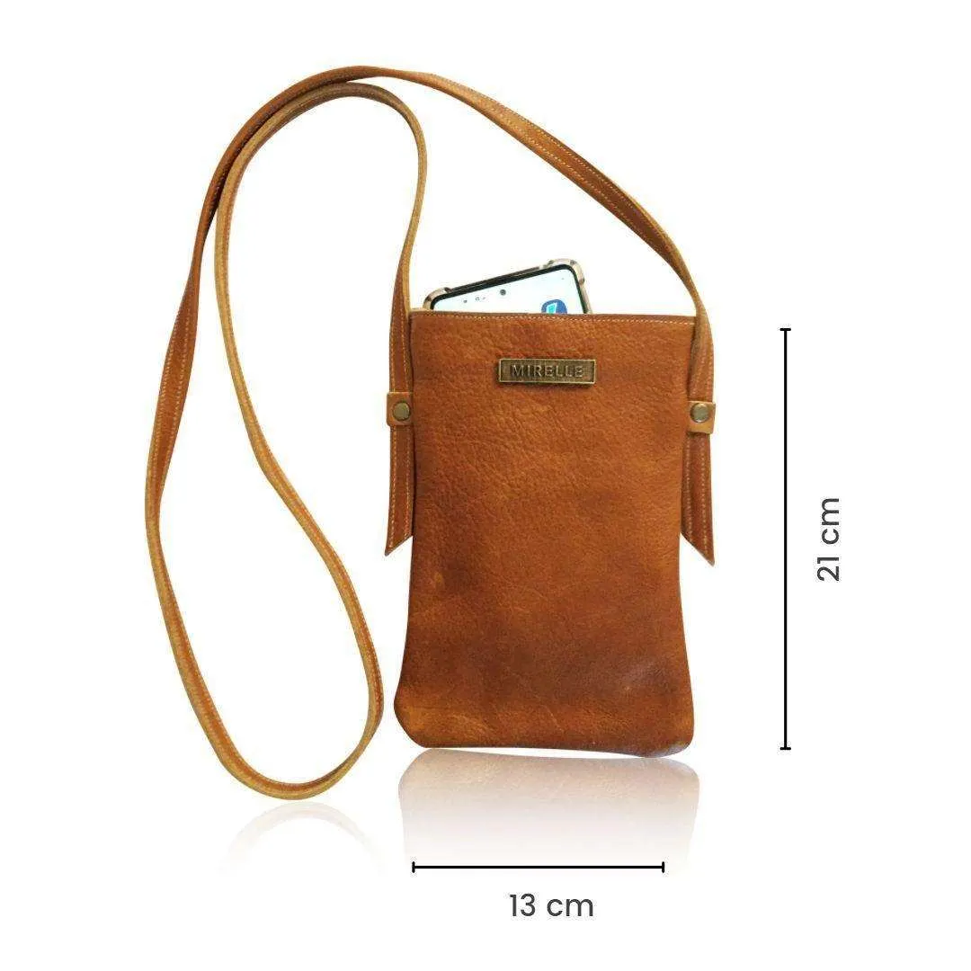 Mirelle Womens Leather Cellphone Sling Crossbody Handbag