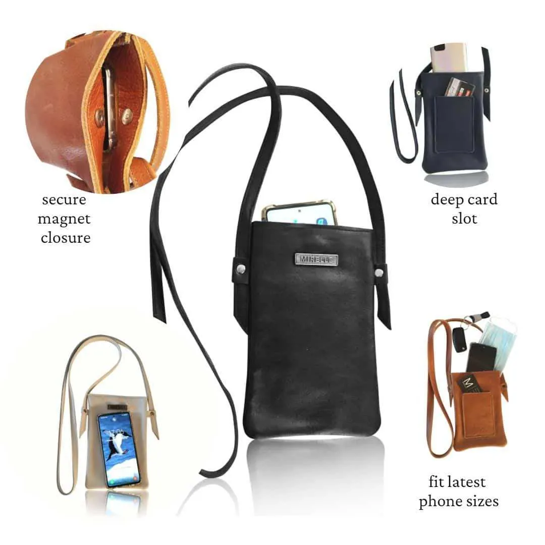 Mirelle Womens Leather Cellphone Sling Crossbody Handbag