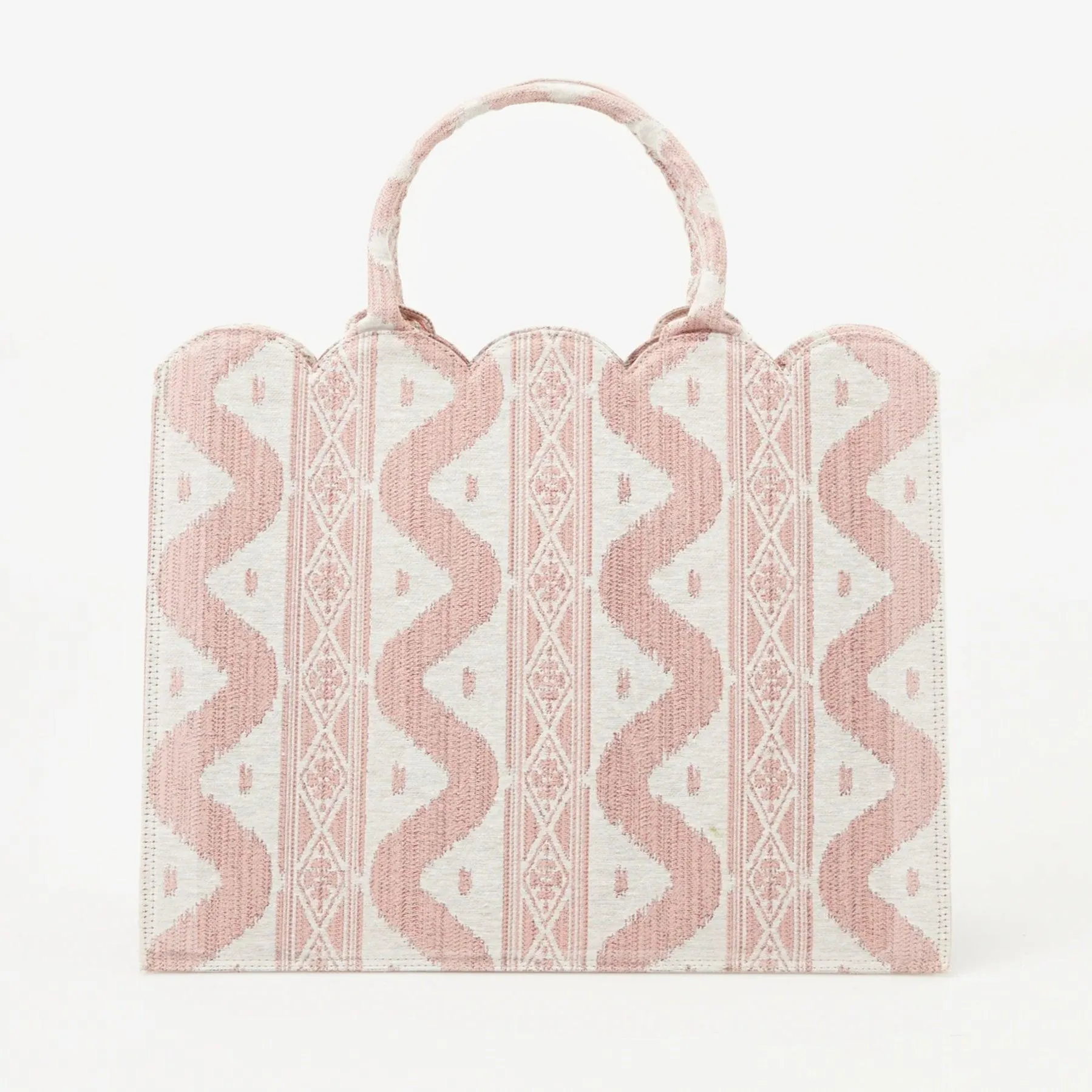 Mrs. Alice Tote Bag (Pink Ikat) With Bow