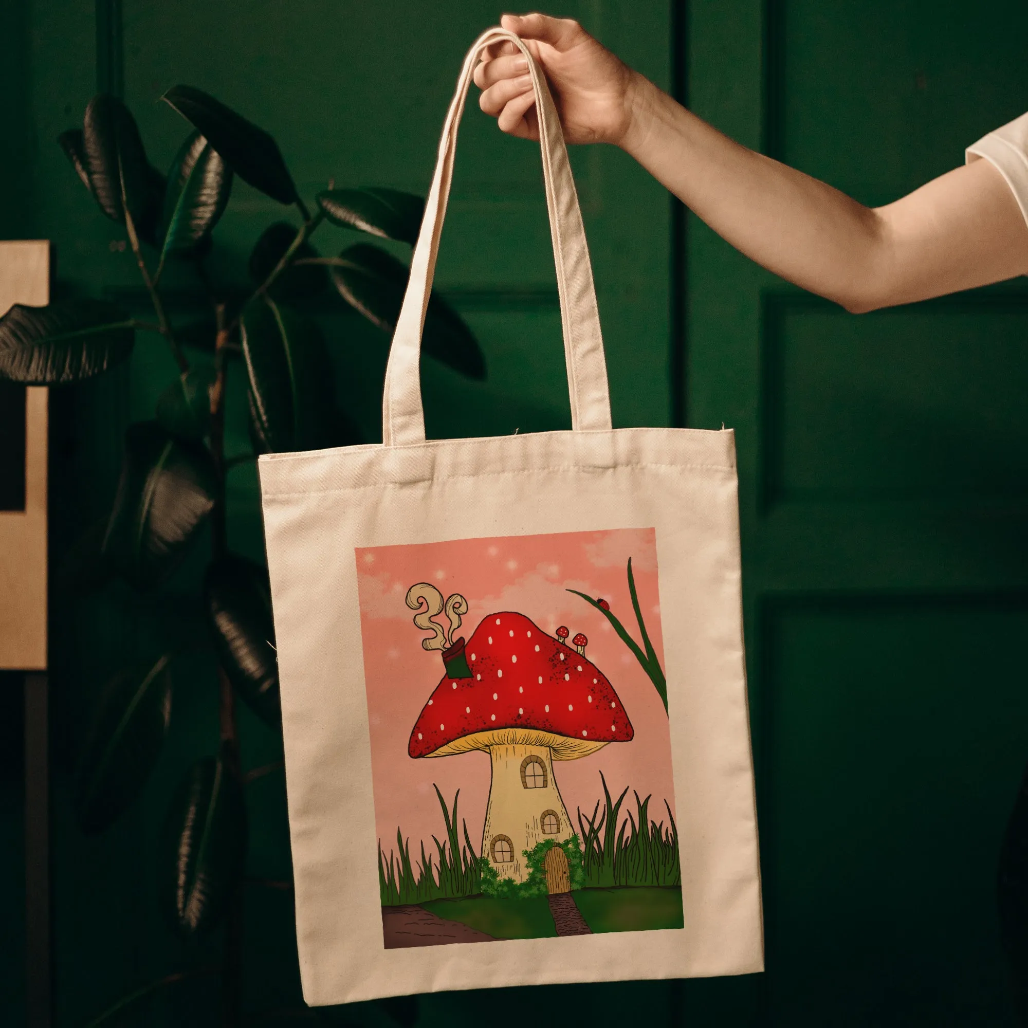 Mushroom House Tote Bag