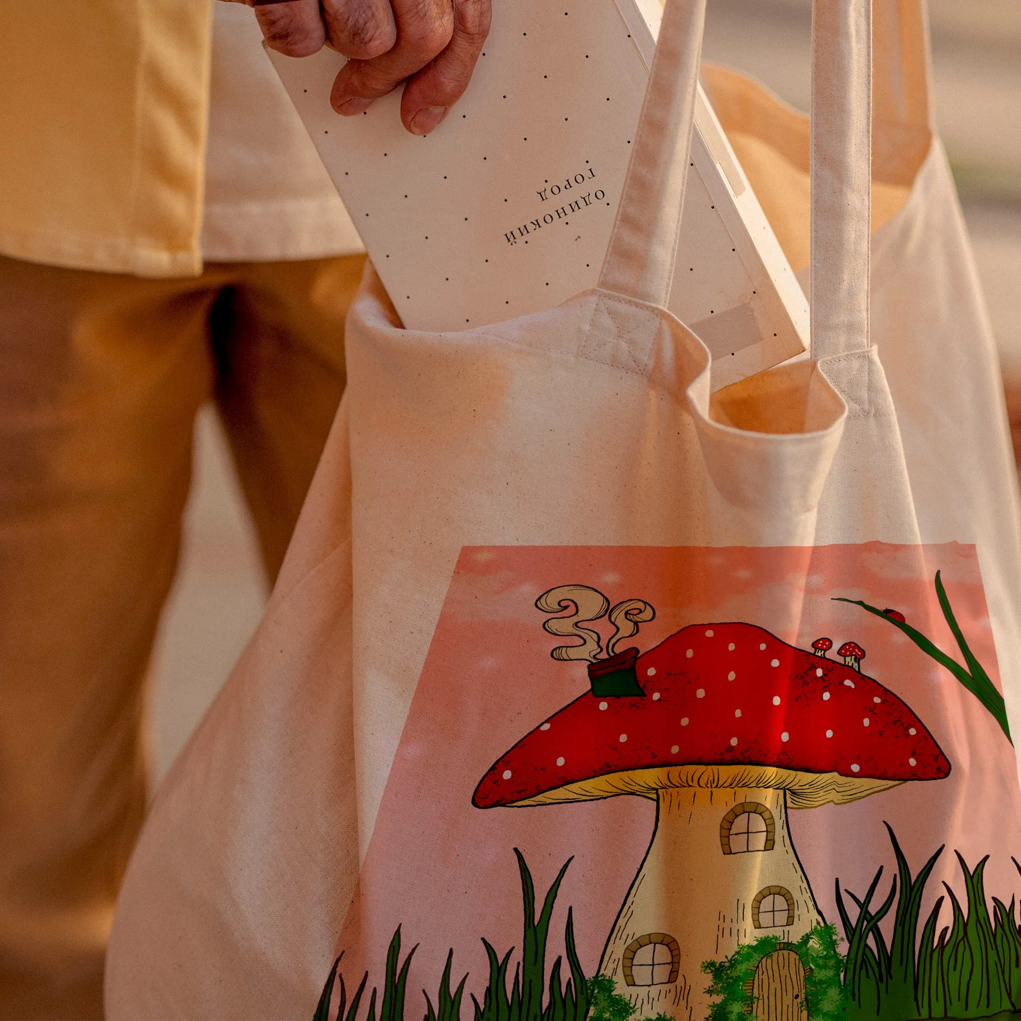 Mushroom House Tote Bag