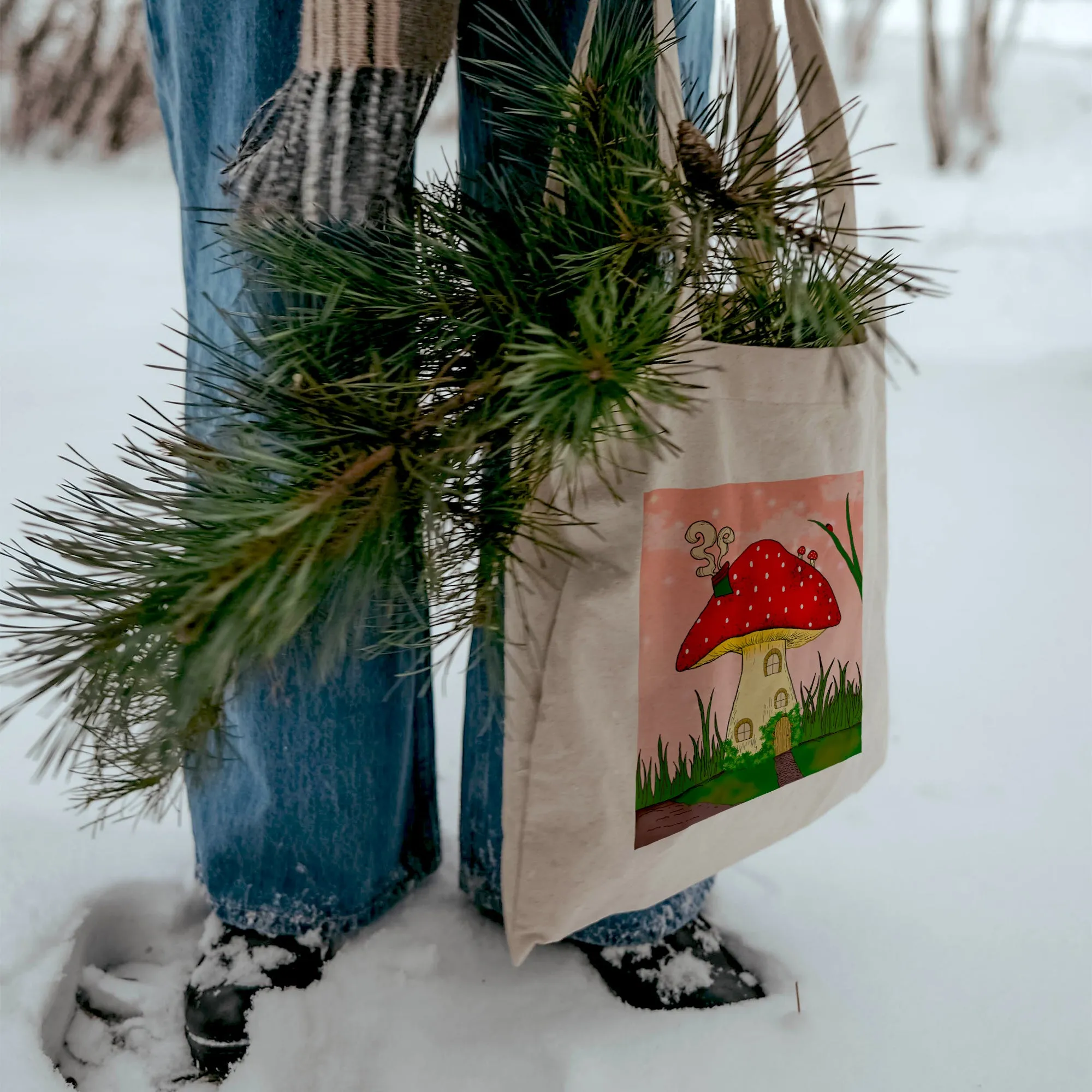 Mushroom House Tote Bag