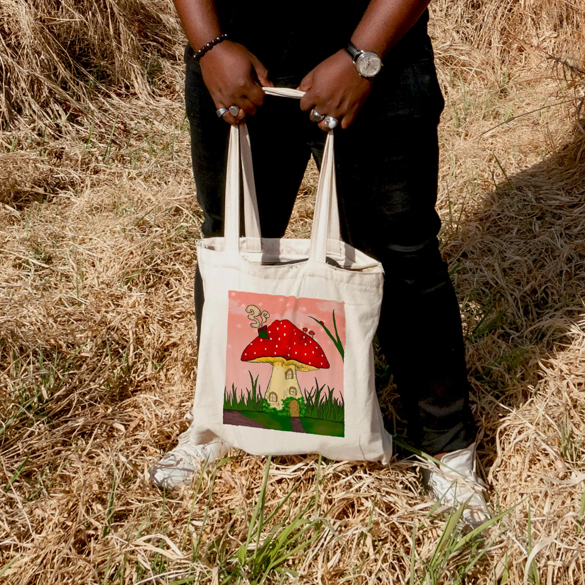 Mushroom House Tote Bag