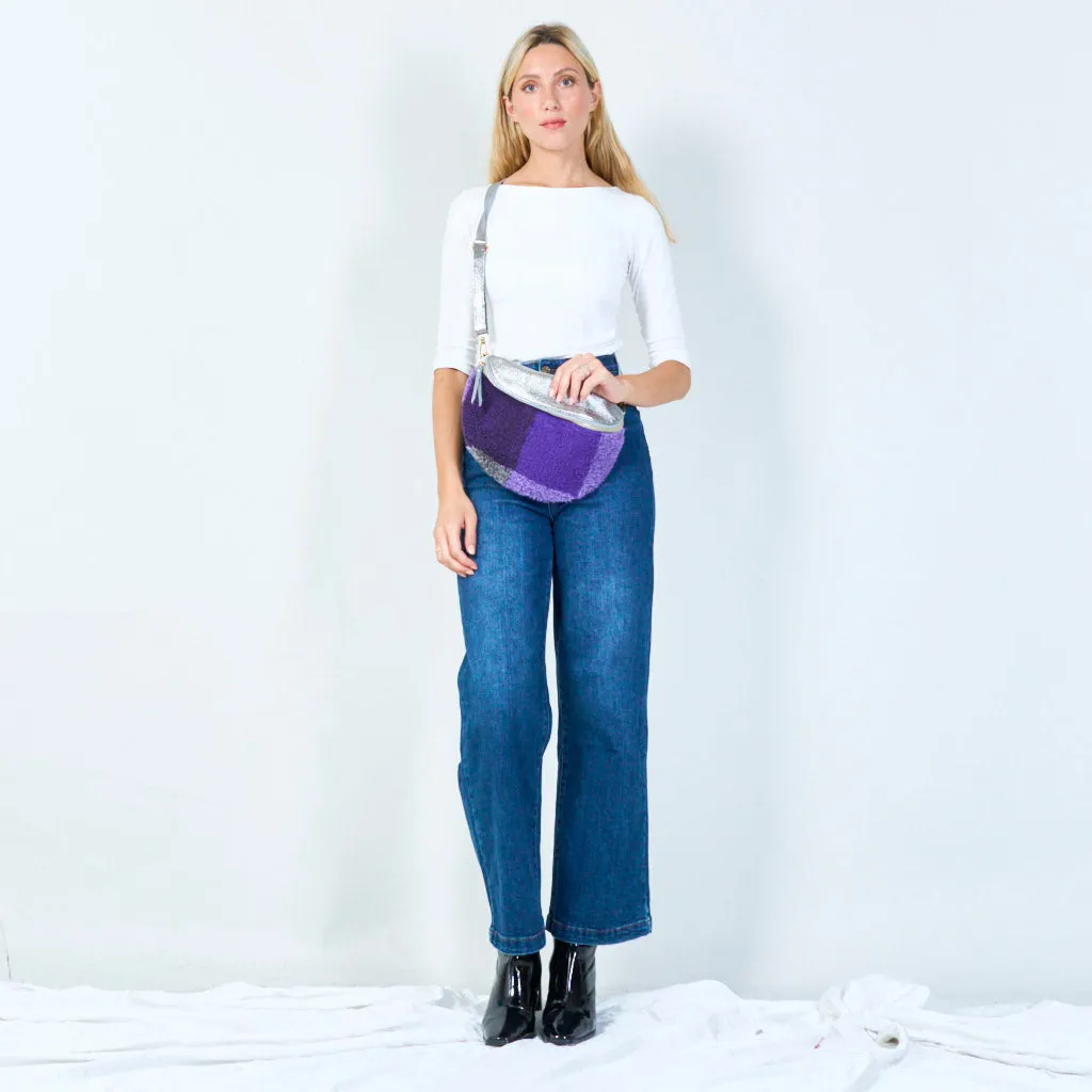 Patchwork wool crossbody bag wholesale