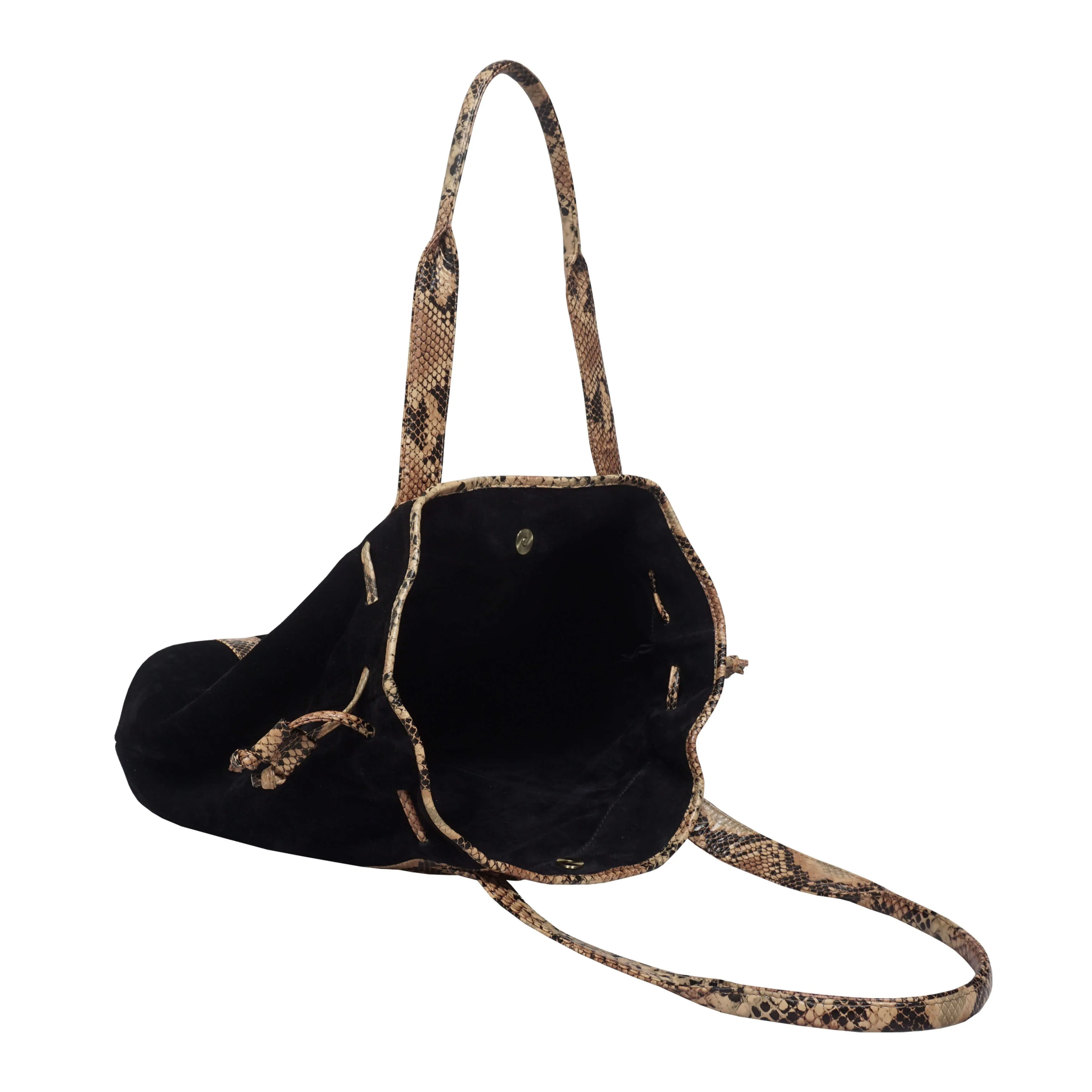'POLLY' Black Real Suede Leather Oversized Designer Tote Bag