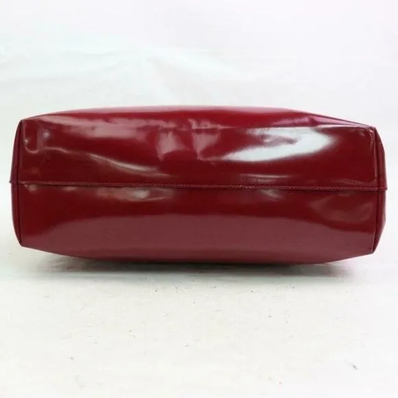 Prada Red Patent And Red Leather Satchel Style Or Tote with Chrome