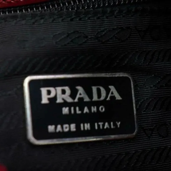 Prada Red Patent And Red Leather Satchel Style Or Tote with Chrome