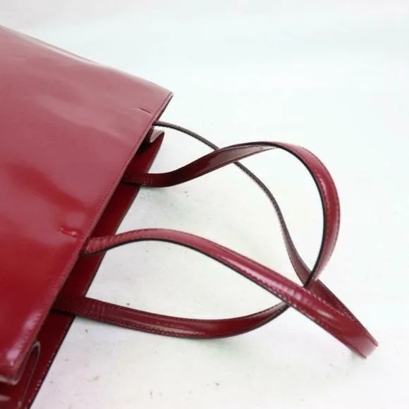 Prada Red Patent And Red Leather Satchel Style Or Tote with Chrome