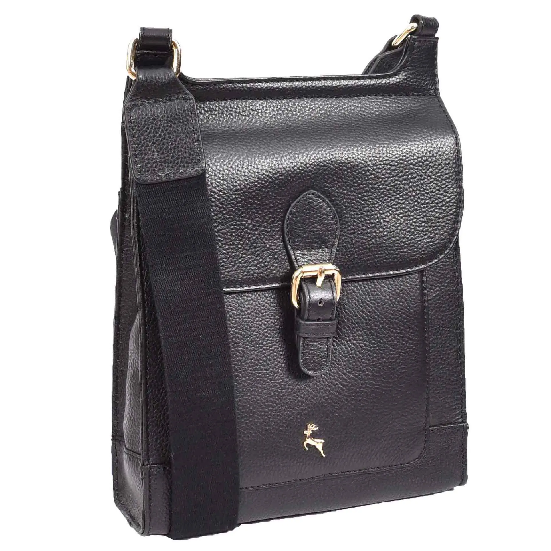 Real Leather Crossbody Bag Women's Casual Style Messenger Xela Black