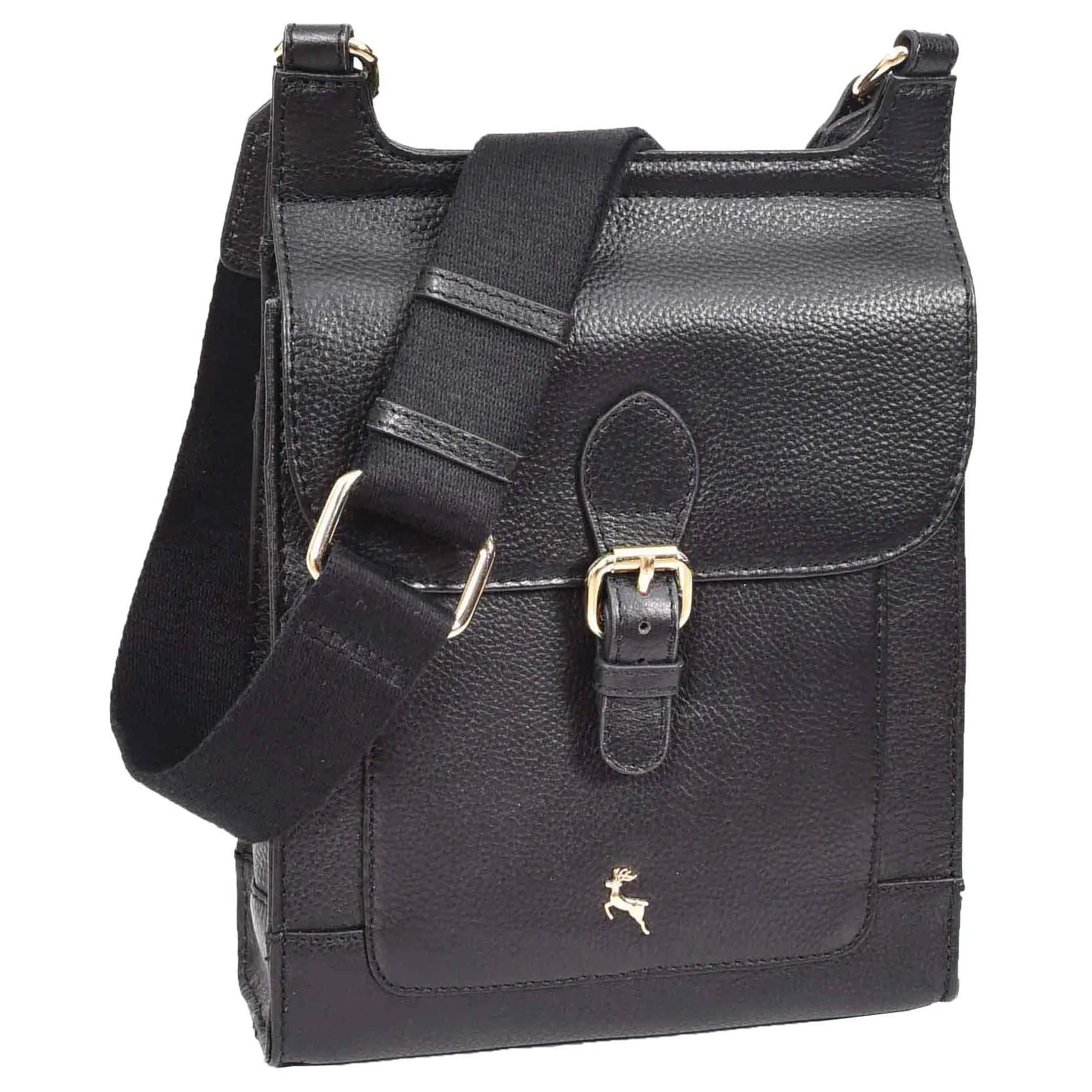 Real Leather Crossbody Bag Women's Casual Style Messenger Xela Black