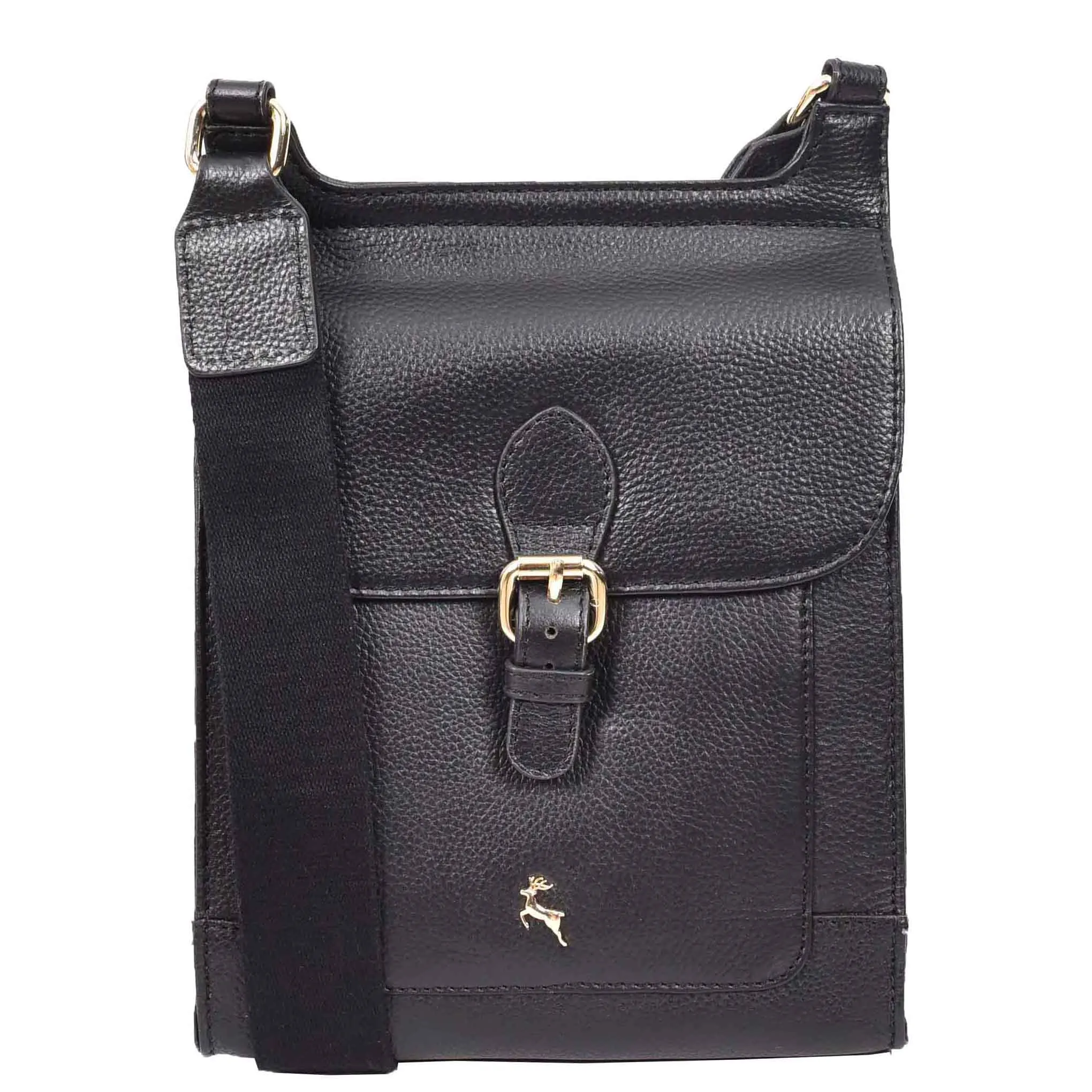 Real Leather Crossbody Bag Women's Casual Style Messenger Xela Black