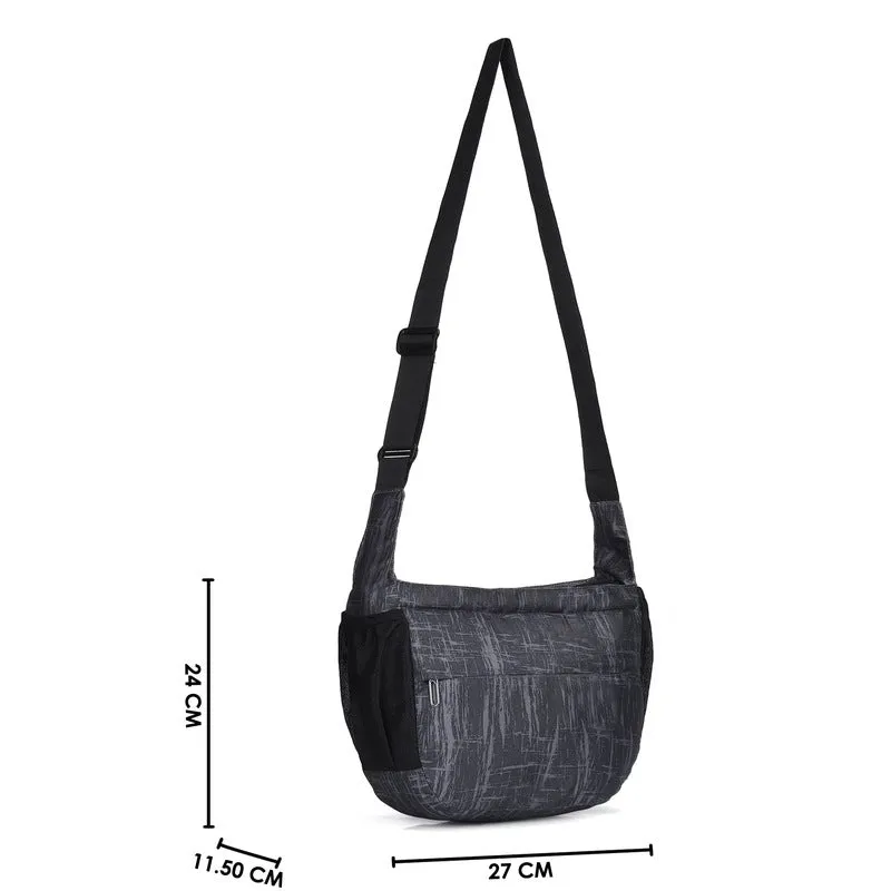 Single: Joslyn Polyester Crossbody Sling Bag - Adjustable Strap | Zip Closure | 7.4L | Black