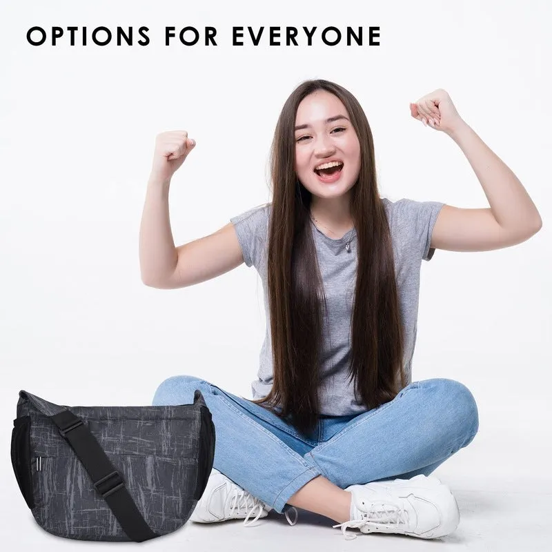 Single: Joslyn Polyester Crossbody Sling Bag - Adjustable Strap | Zip Closure | 7.4L | Black