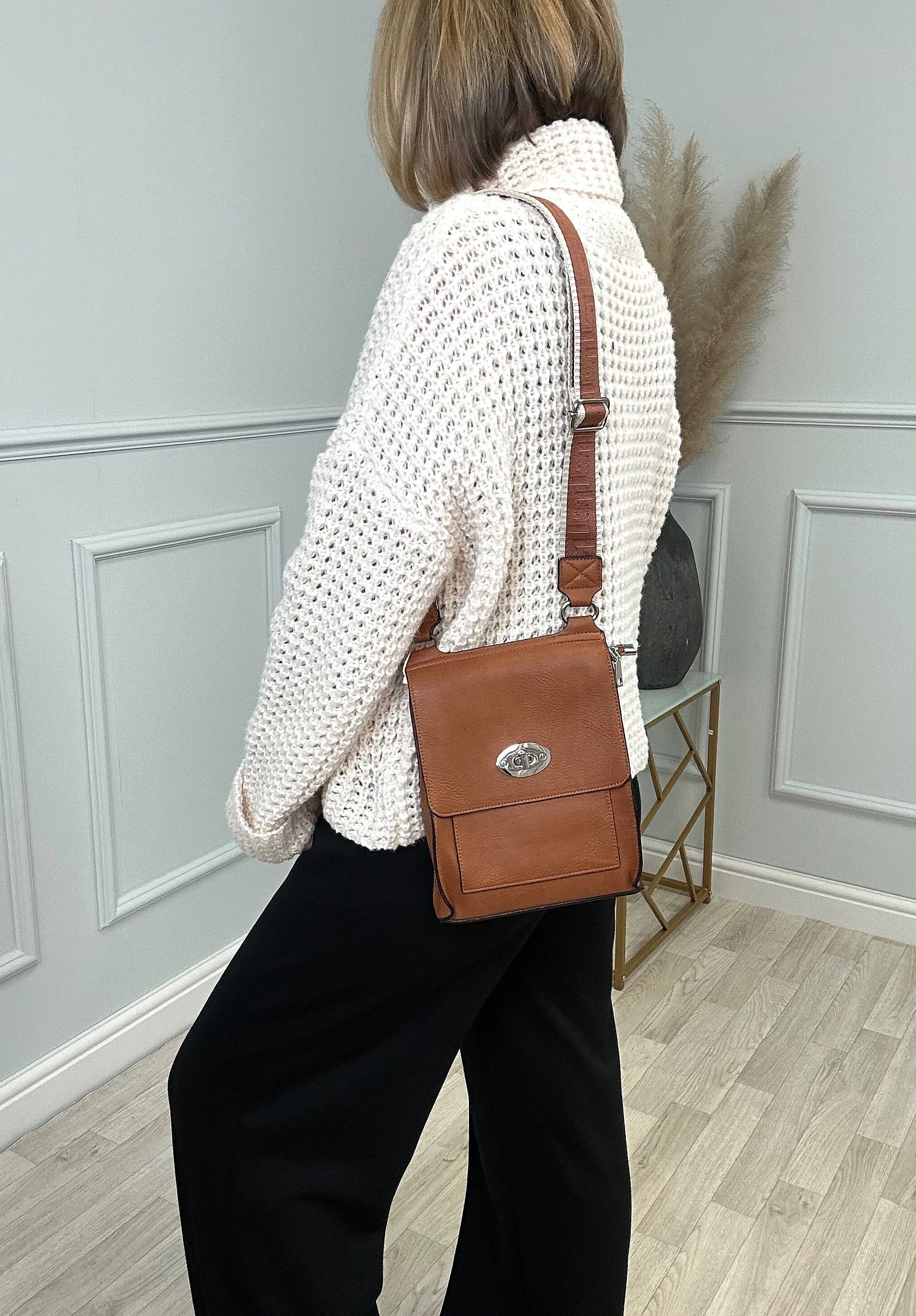 Small Lilly Messenger Crossbody Bag  Tan
