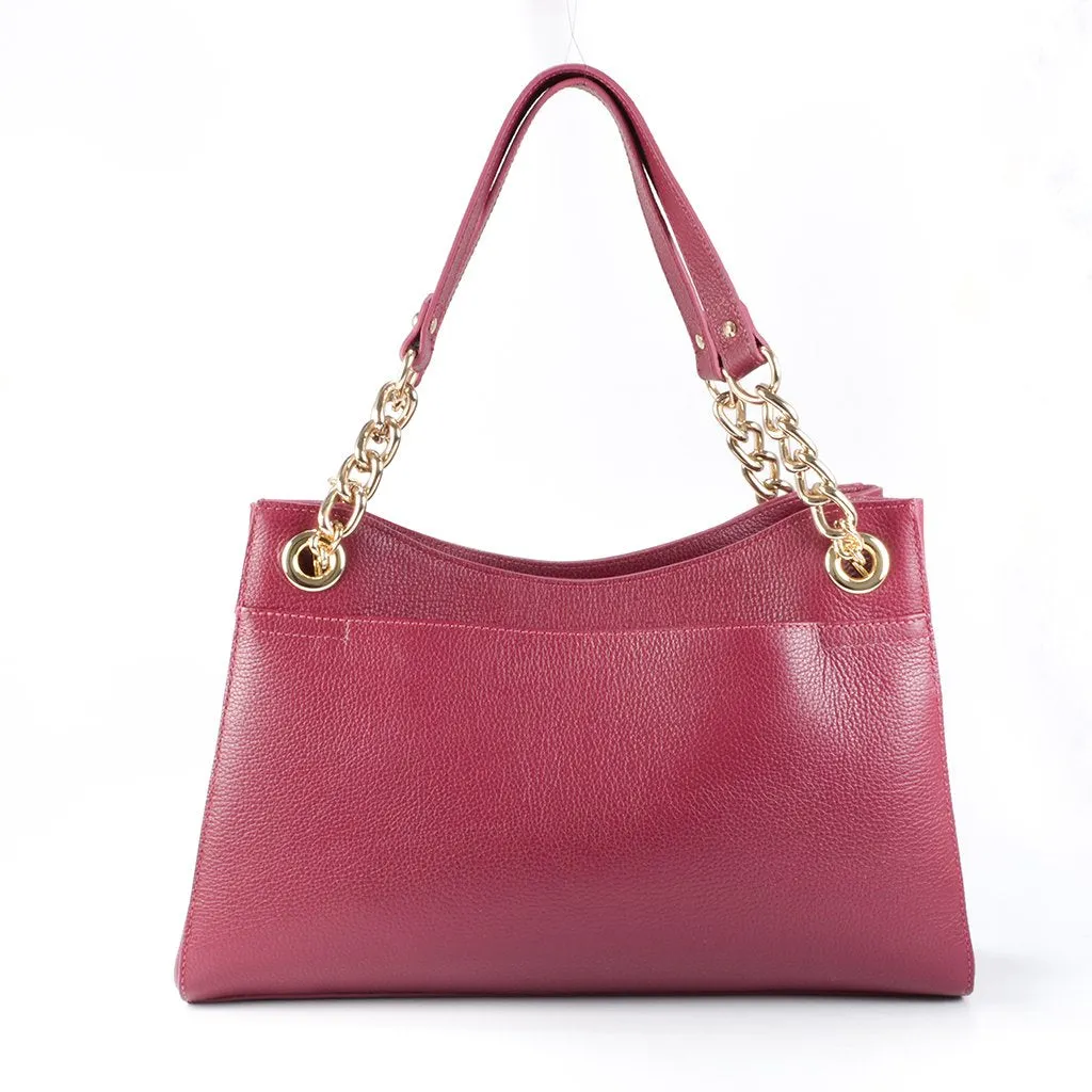 Snake Skin Embossed Leather Shoulder Bag