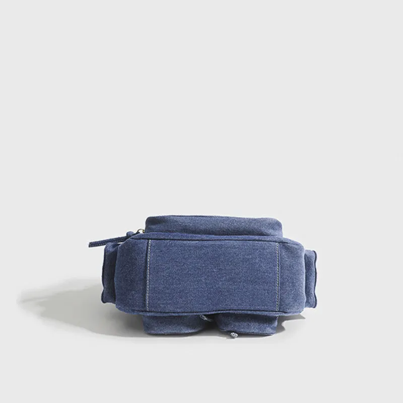 Solid Color Shoulder Bag For Women Minimalist Denim Crossbody Bag