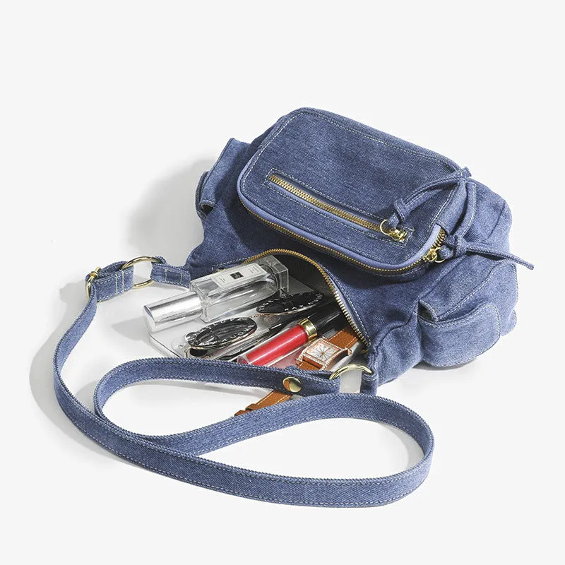 Solid Color Shoulder Bag For Women Minimalist Denim Crossbody Bag